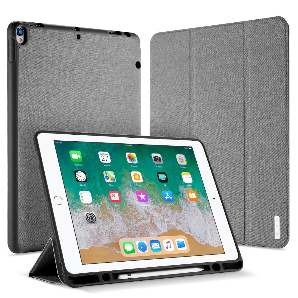 Ipad Pro 12   Quot   2017  Stof Tekstur Cover Dux Ducis Domo Series Quality Case Grå