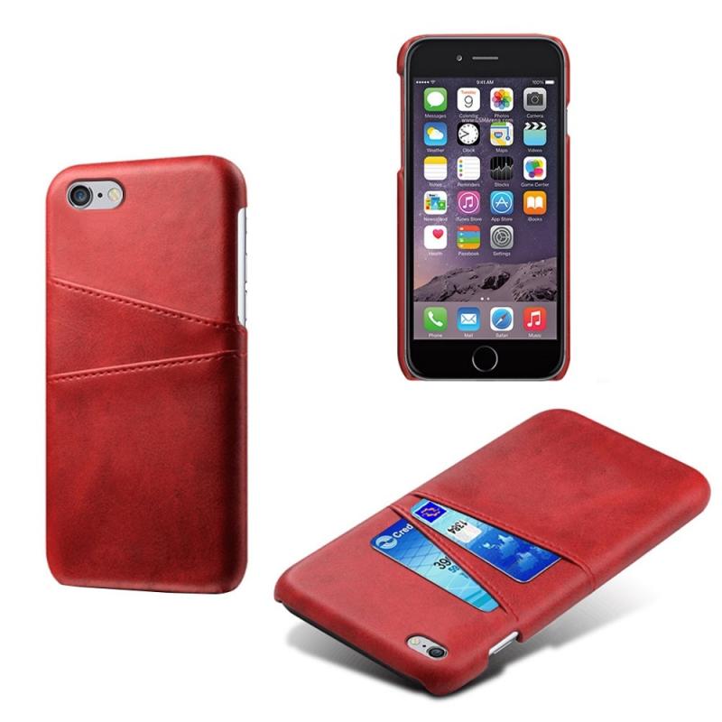 Iphone 6s     Læder Hardcover   Kortslots Rød