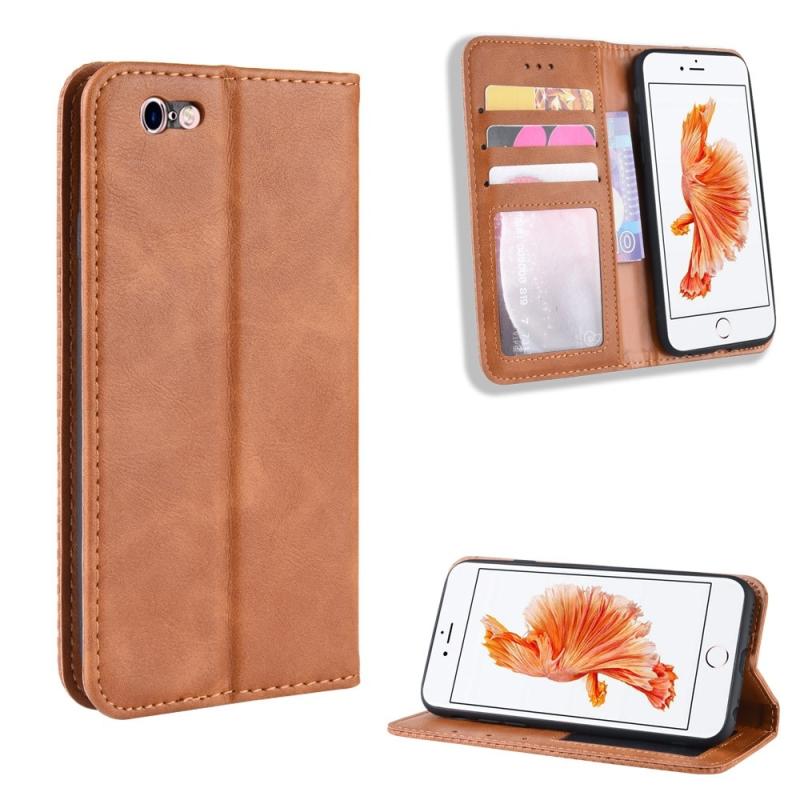 Iphone 6s Plus     Plus Vintage Læder Cover   Pung Brun