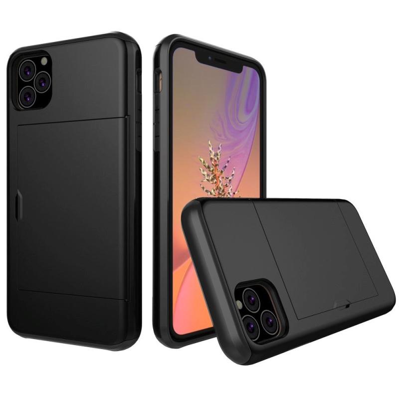 Apple Iphone 11 Pro Max Hårdt Plastik Cover    Kortholder Sort