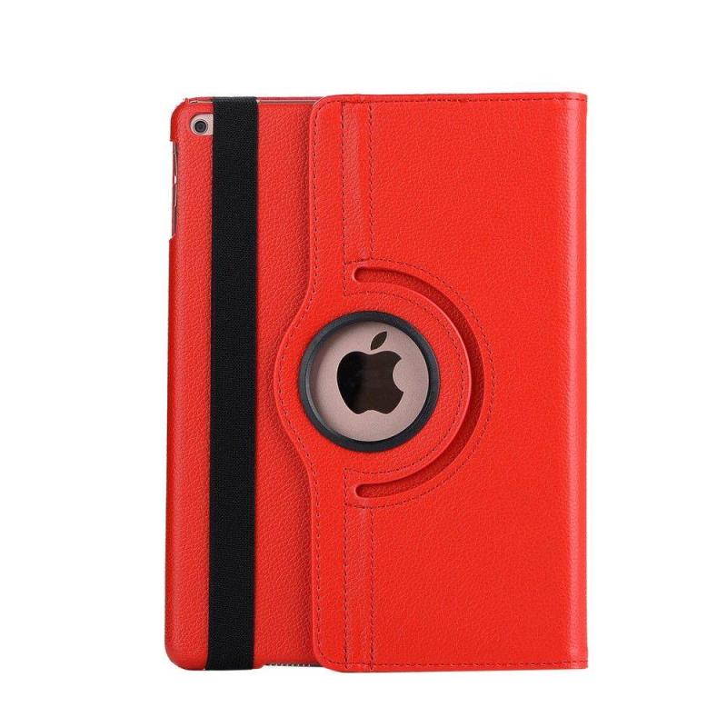 Ipad      2017   2018    Læder Cover   Stand Litchi Skin Rød