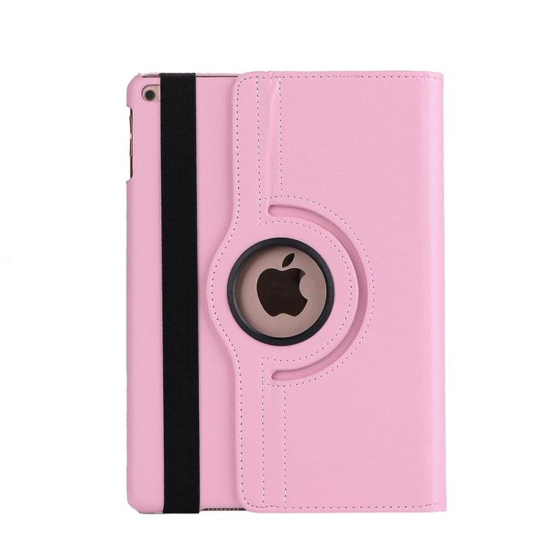 Ipad      2017   2018    Læder Cover   Stand Litchi Skin Dyb Lyserød