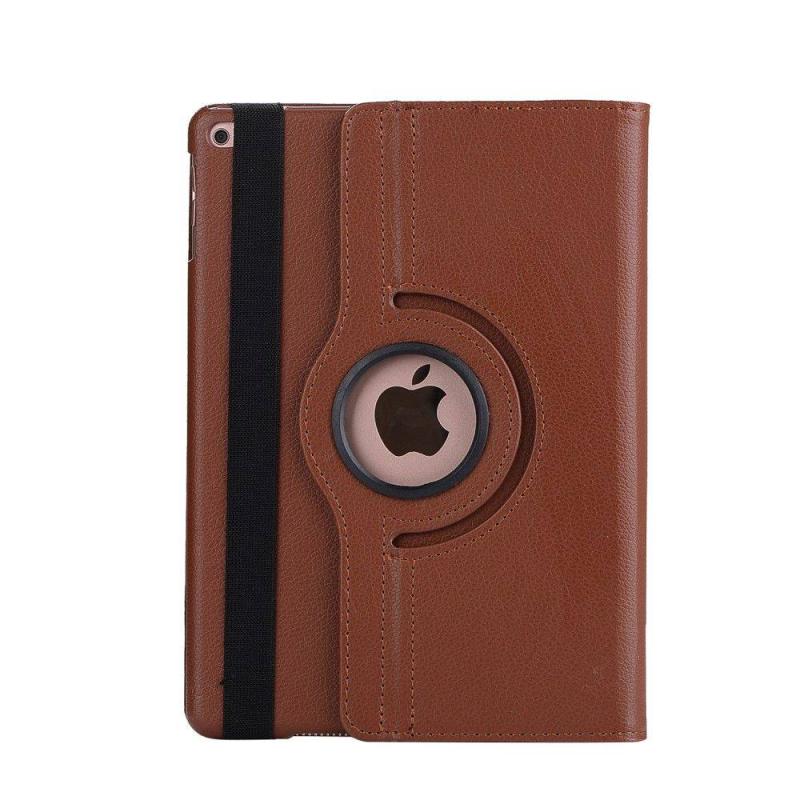 Ipad      2017   2018    Læder Cover   Stand Litchi Skin Brun