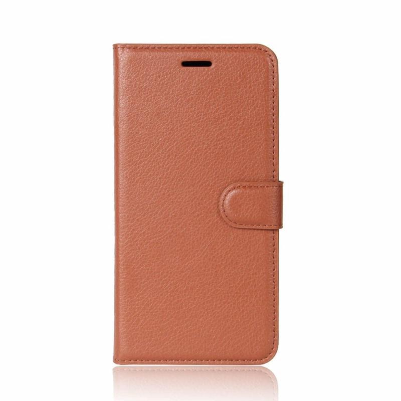 Apple Iphone     Litchi Flip Cover    Kortholder Brun