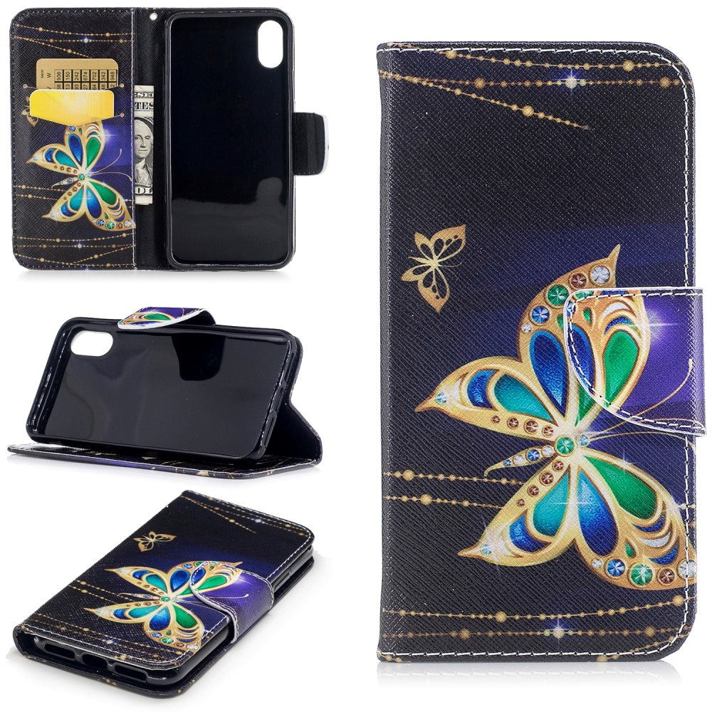 Apple Iphone       Læder Flipcover    Kortholder Smuk Sommerfugl