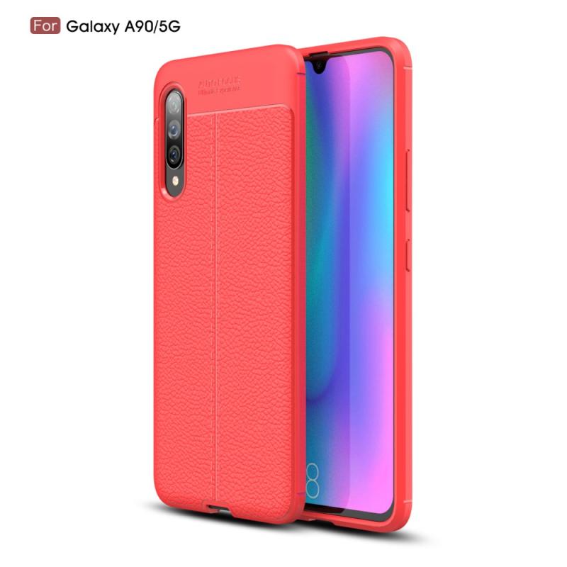 Samsung Galaxy A90 5g Gummi Cover Læder Design Rød