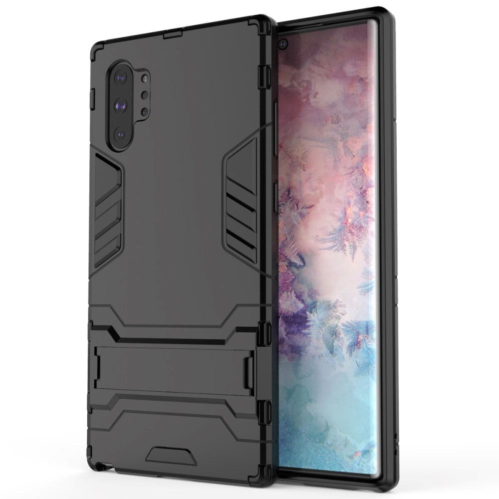 Samsung Galaxy Note 10   Plus  Hybrid Håndværker Bagside Cover    Kickstand Sort