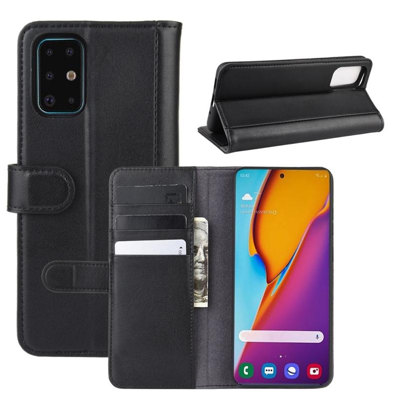 Samsung Galaxy S20 Plus   S20 Plus 5g ægte Læder Cover   Pung Sort