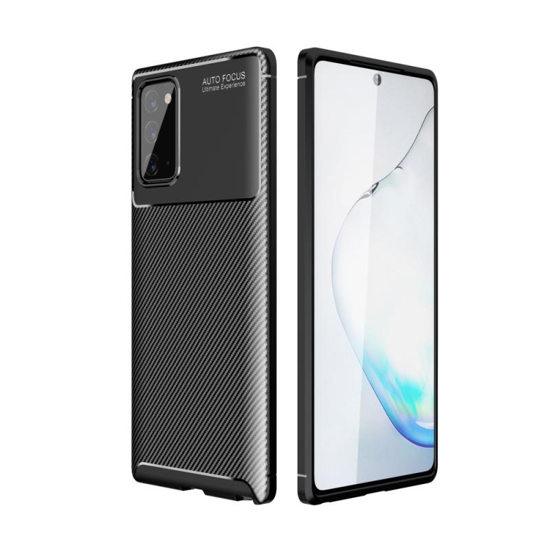 Samsung Galaxy Note 20   Note 20 5g Gummi Cover   Børstet Design Sort