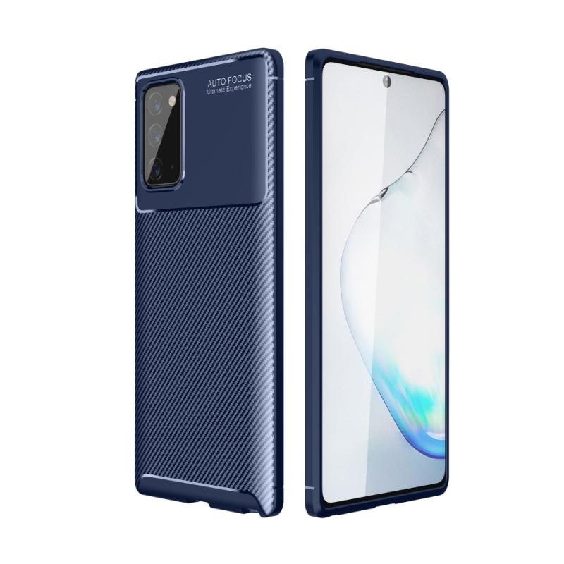 Samsung Galaxy Note 20   Note 20 5g Gummi Cover   Børstet Design Blå