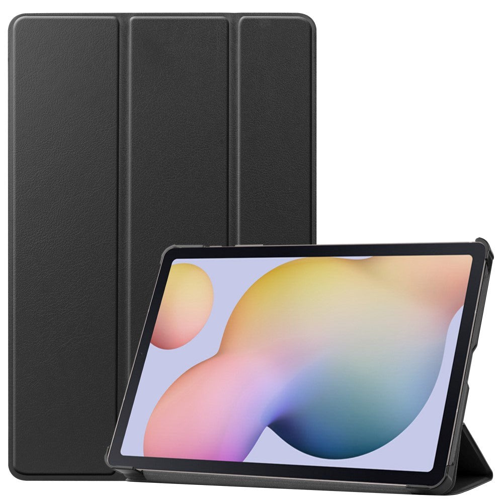 Samsung Galaxy Tab S8   S7 Tri-fold Læder Flip Cover    Stylus Pen Holder Sort