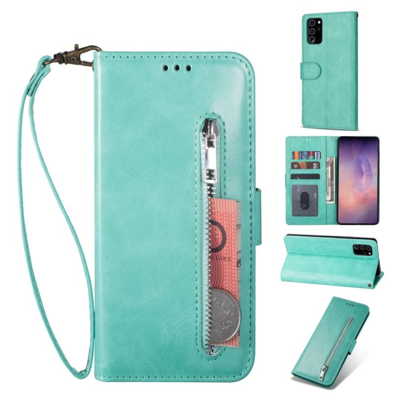 Samsung Galaxy Note 20 Ultra   Ultra 5g Læder Cover   Pung Udvendig Lomme Med Lynlås Grøn