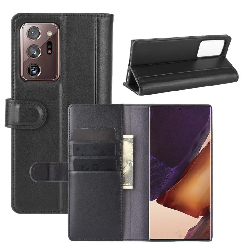 Samsung Galaxy Note 20 Ultra   Ultra 5g ægte Læder Cover   Pung Sort