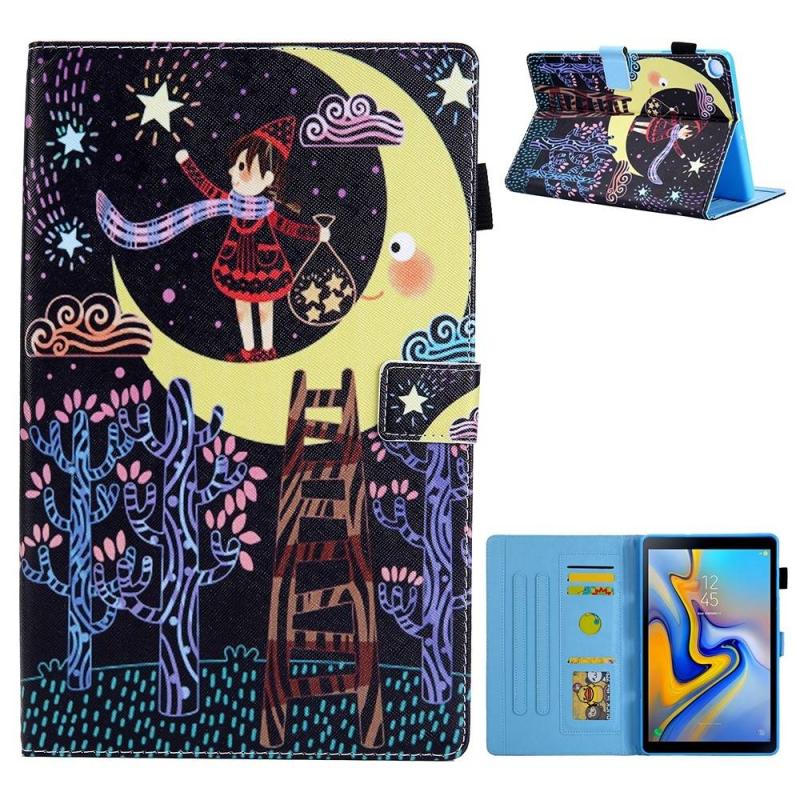 Samsung Galaxy Tab A7 10    2020  Læder Cover   Taske   Printet Design Pige Måne