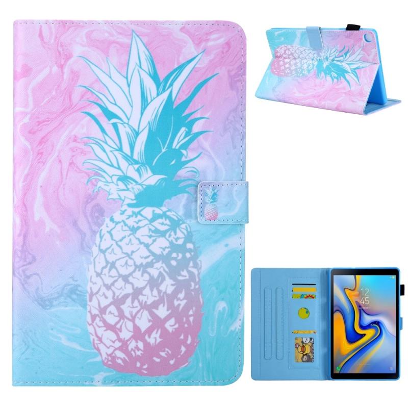 Samsung Galaxy Tab A7 10    2020  Læder Cover   Taske   Printet Design Pink Ananas