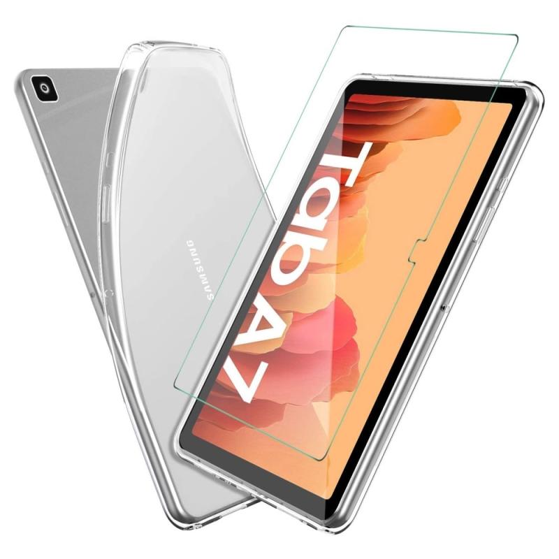Samsung Galaxy Tab A7 10    2020  Gummi Cover Inkl  Hærdet Beskyttelsesglas Transparent