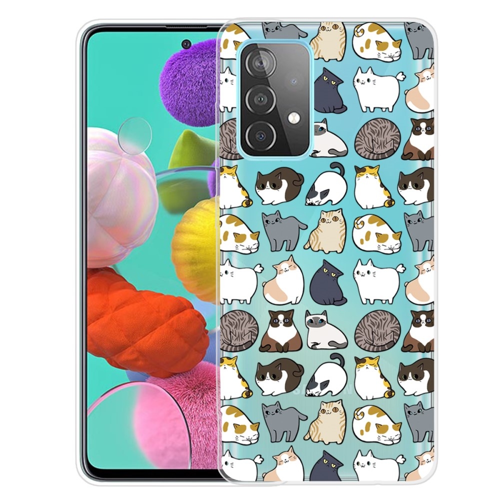 Samsung Galaxy A52s       A52 5g   A52 Gummi Cover Med Printet Design Søde Katte