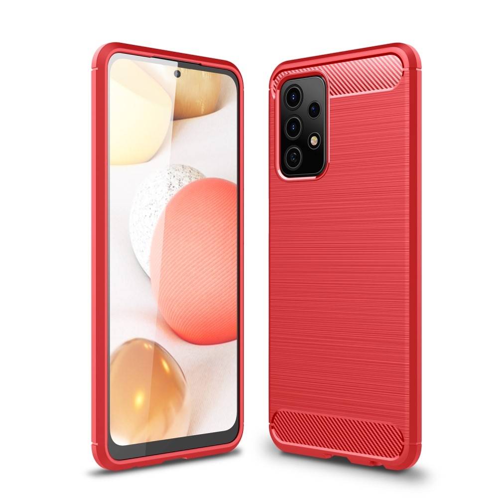 Samsung Galaxy A52s       A52 5g   A52 Gummi Cover   Børstet Design Rød