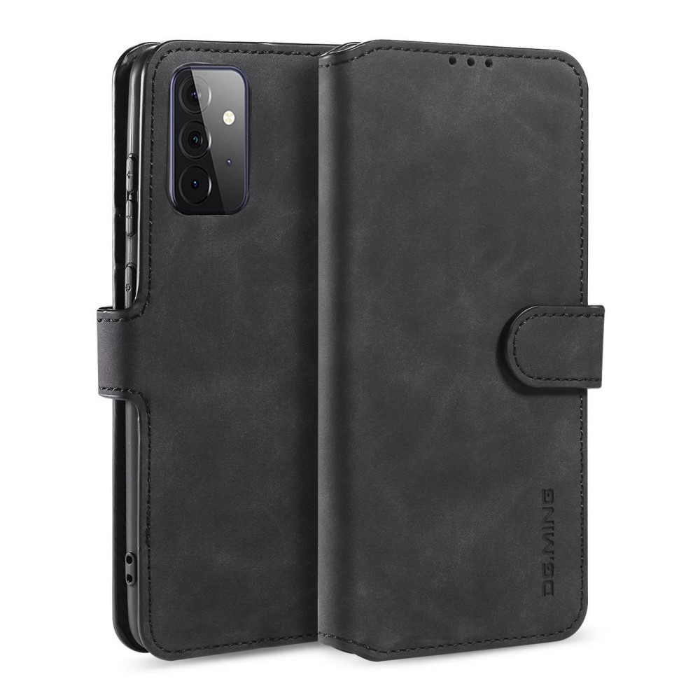 Samsung Galaxy A72    Ming Retro Læder Cover   Pung Sort
