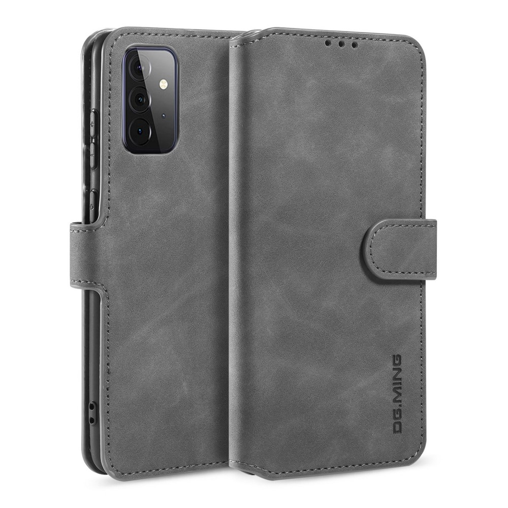 Samsung Galaxy A72    Ming Retro Læder Cover   Pung Grå
