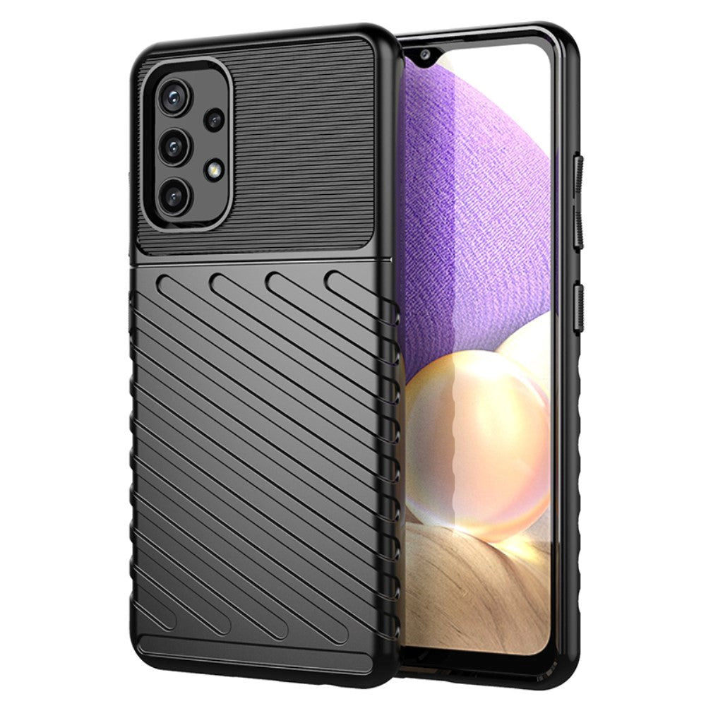Samsung Galaxy A32  4g  Thunder Series Twill Plastik Bagside Cover Sort