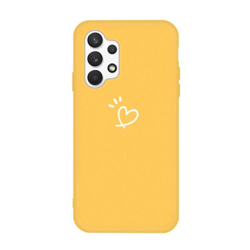 Samsung Galaxy A32  4g  Fleksibel Plast Cover    Hjerte Print Gul