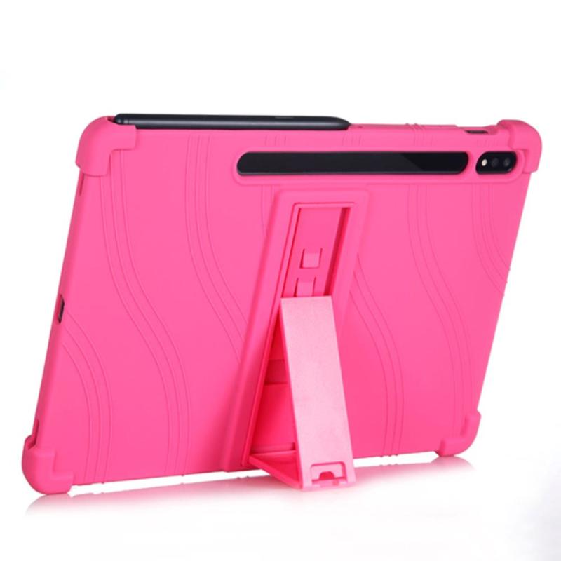 Samsung Galaxy Tab S8 Plus   S7 Plus 12   Quot  Silikone Cover    Ståfunktion Pink