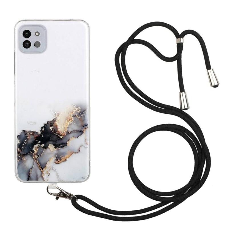 Samsung Galaxy A22 5g Gummi Cover Marmor Design Aftagelig Strop Style