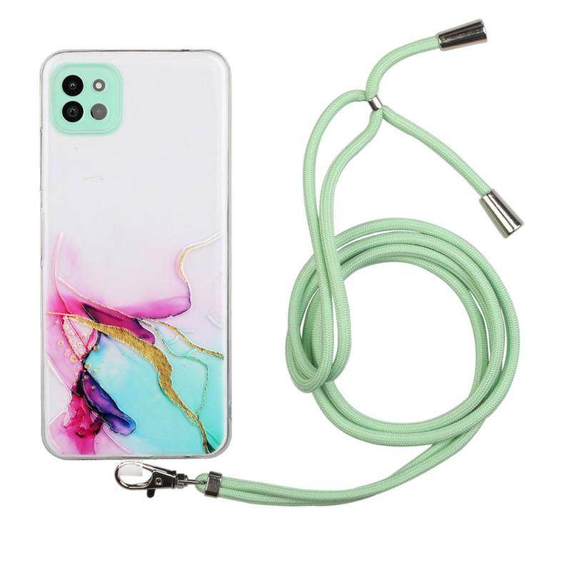 Samsung Galaxy A22 5g Gummi Cover Marmor Design Aftagelig Strop Style