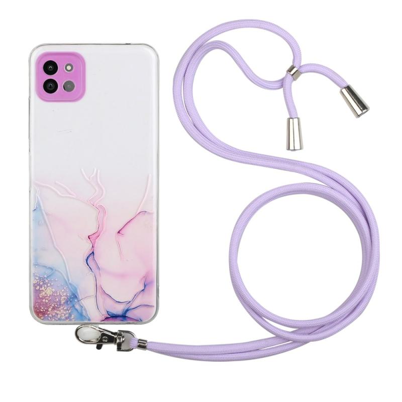 Samsung Galaxy A22 5g Gummi Cover Marmor Design Aftagelig Strop Style