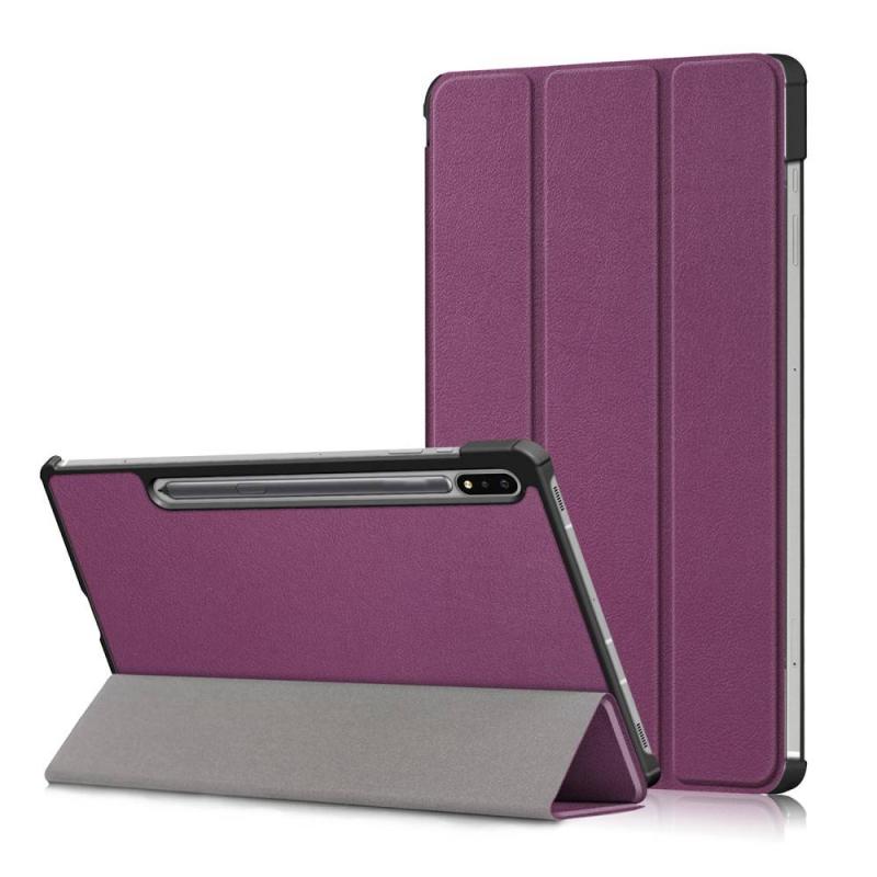 Samsung Galaxy Tab S8 Plus   Tab S8 Plus 5g   Tab S7 Plus   Tab S7   Tri-fold Læder Cover Lilla