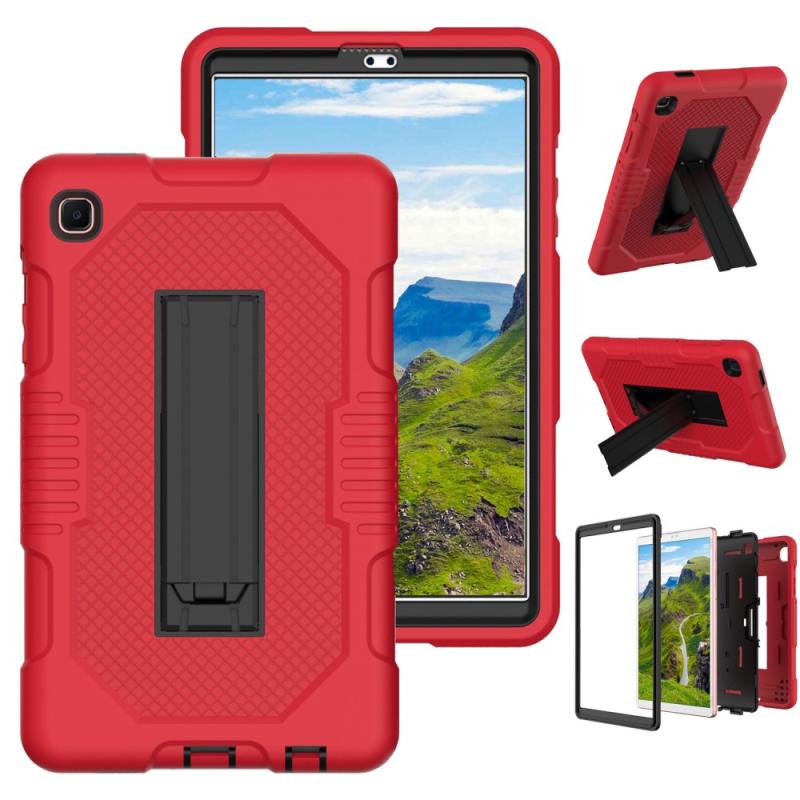 Samsung Galaxy Tab A7 Lite     Shockproof Hybrid Cover Med Kickstand Rød Sort
