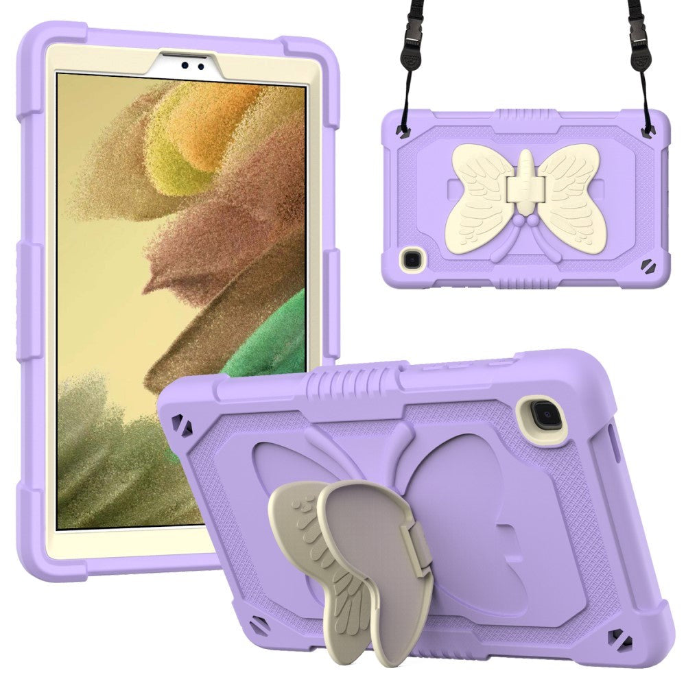 Samsung Galaxy Tab A7 Lite Butterfly Kickstand Børne Cover Grå   Lilla