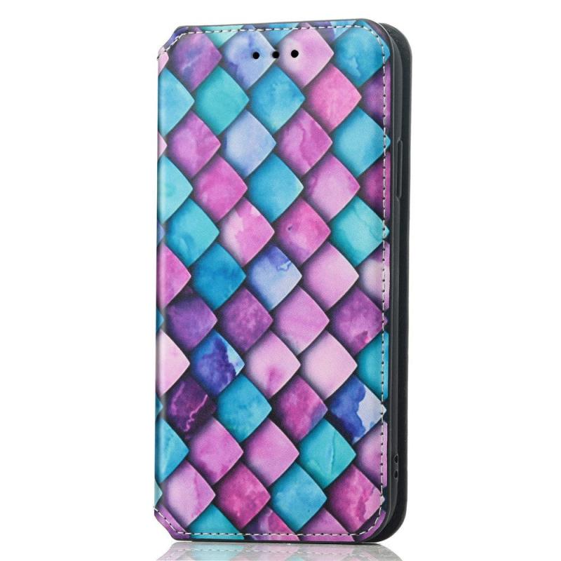 Samsung Galaxy A32  4g  Caseneo Læder Flip Cover    Pung   Farverigt Print Lilla Skæl