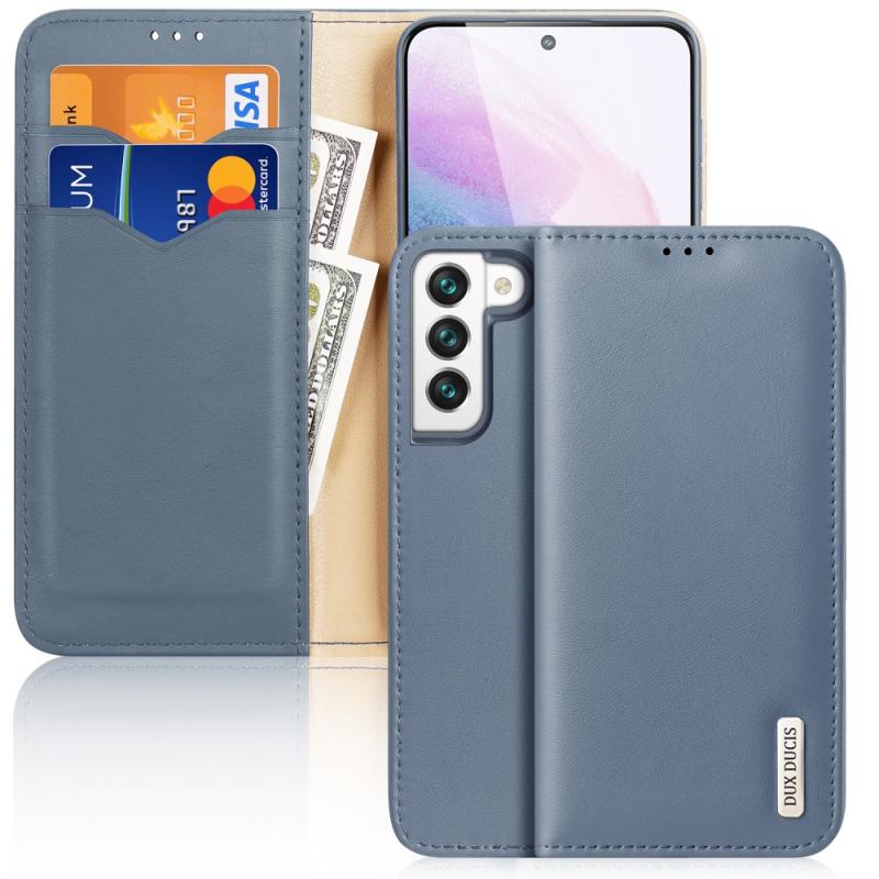 Samsung Galaxy S22 Plus 5g Dux Ducis Hivo ægte Læder Cover   Pung Blå