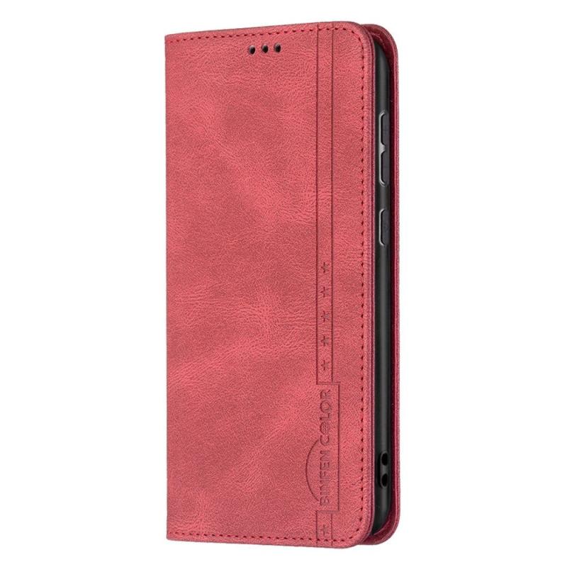 Samsung Galaxy A73  5g  Binfen Blødt Læder Flip Cover    Pung Integreret Magnet Rød