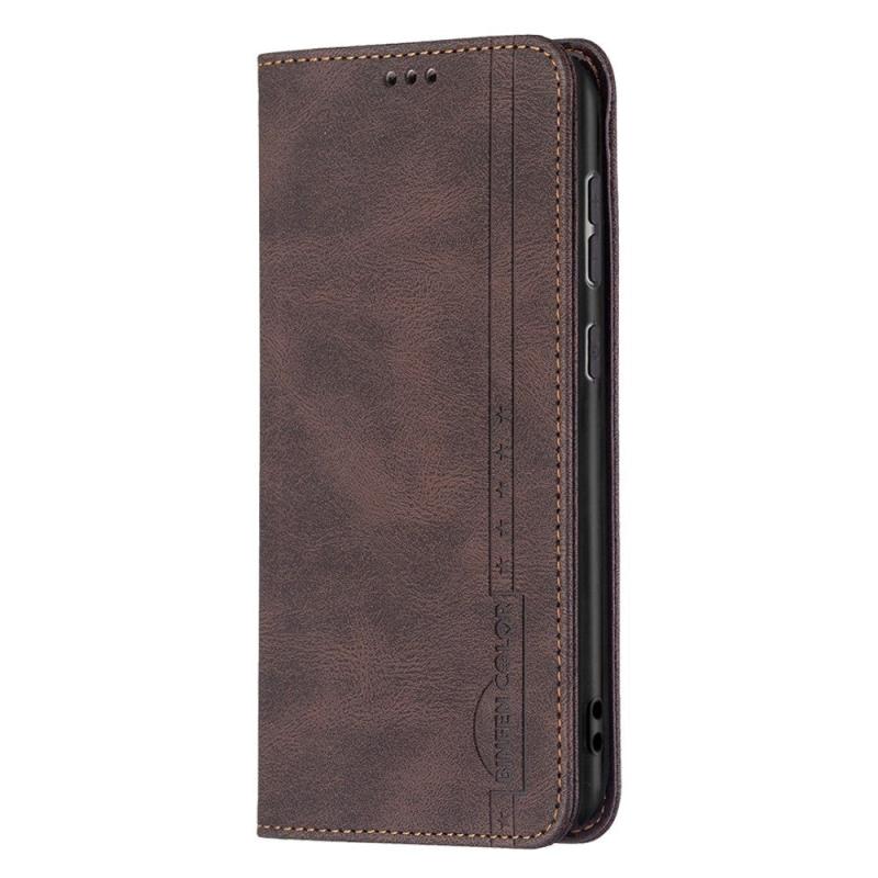 Samsung Galaxy A73  5g  Binfen Blødt Læder Flip Cover    Pung Integreret Magnet Brun