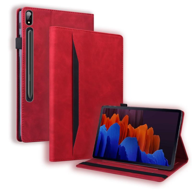 Samsung Galaxy Tab S8 Plus   Tab S8 Plus 5g   Tab S7 Plus Læder Cover   Wake   Sleep Funktion Rød