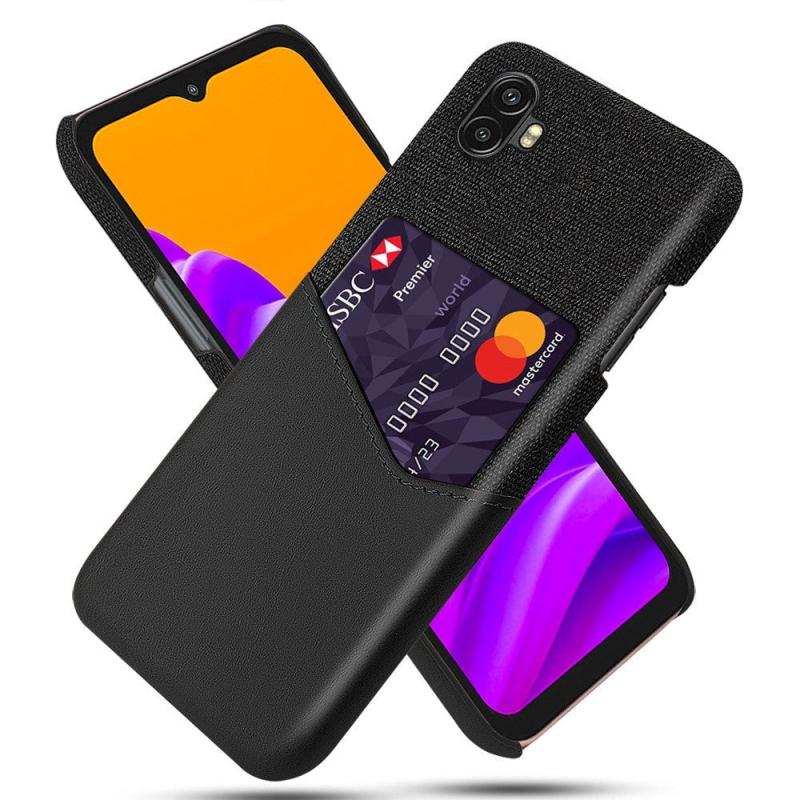 Samsung Galaxy Xcover   Pro Tekstil Bagside Cover    Læder Kortlomme Sort