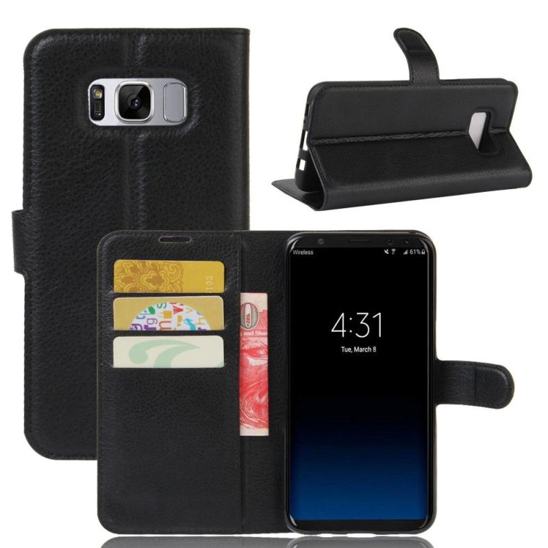 Galaxy S8 Plus Læder Cover   Pung Sort