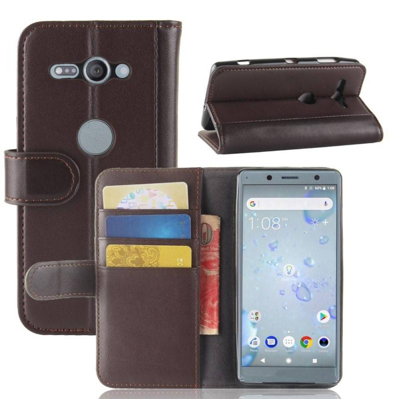 Sony Xperia Xz2 Compact ægte Læder Cover   Pung Brun