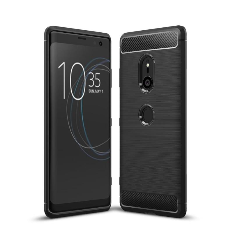 Sony Xperia Xz3 Gummi Cover Etui   Børstet Design Sort
