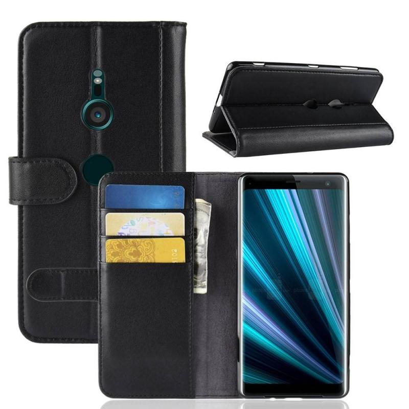 Sony Xperia Xz3 ægte Læder Cover   Pung Sort