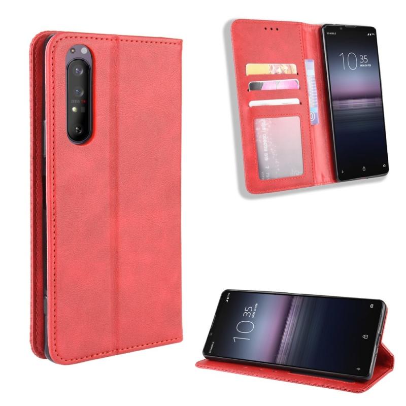 Sony Xperia     Vintage Læder Cover   Pung Rød