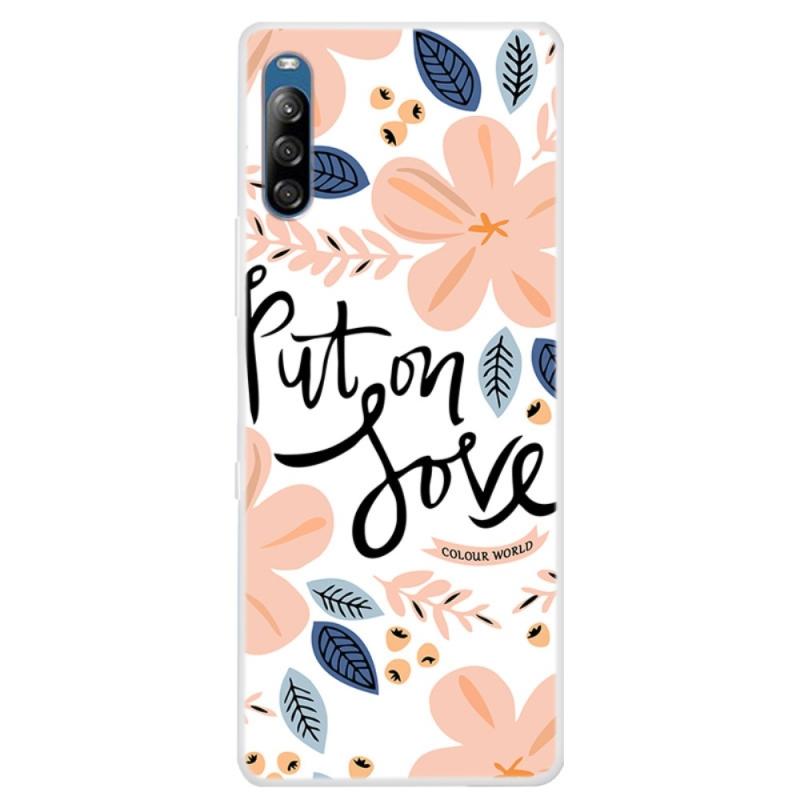 Sony Xperia L4 Gummi Cover Med Printet Design Blomst   Bogstaver