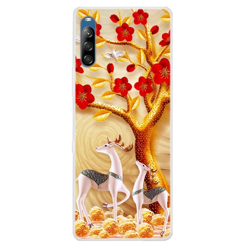 Sony Xperia L4 Gummi Cover Med Printet Design Træ   Rensdyr