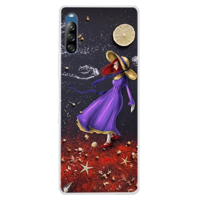 Sony Xperia L4 Gummi Cover Med Printet Design Pige Med Rødt Hår