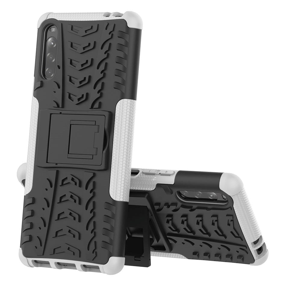 Sony Xperia L4 Cool Tyre Håndværker Case    Stander Sort   Hvid