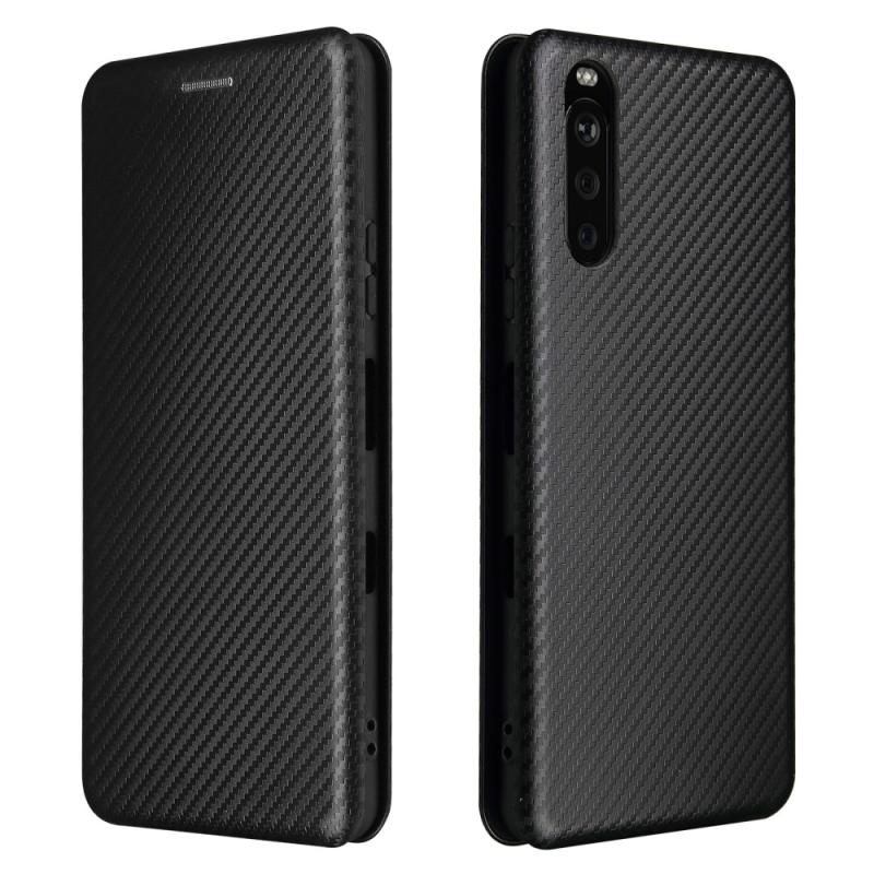 Sony Xperia 10 Iii 5g Flip Cover Med Kortholder Børstet Design Sort