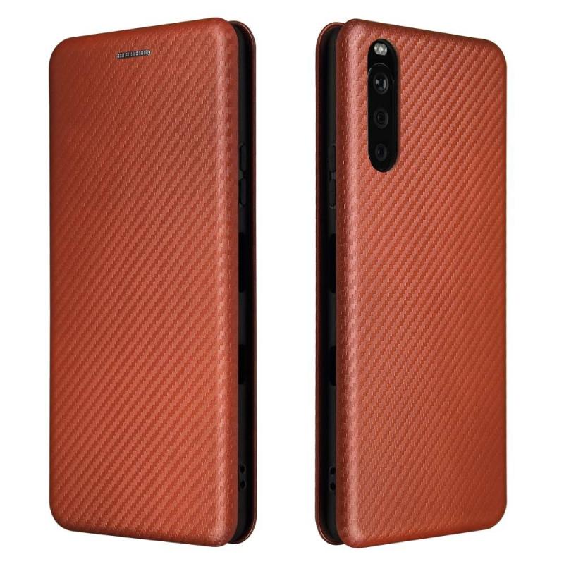 Sony Xperia 10 Iii 5g Flip Cover Med Kortholder Børstet Design Orange